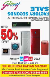 Godrej appliances factory second sale — Bangalore