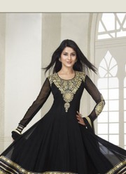 Semi Stitched Kumud Black Embroidered Anarkali Suit Very Low Price 
