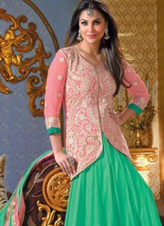 Jacket Style Lara Dutta In Light Anarkali Suit just only on Rs.1999/-