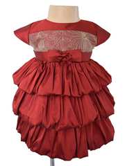 Maroon and Gold Tiered Dress