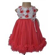 Coral Soutache Ruffled Dress For Your Little Angel