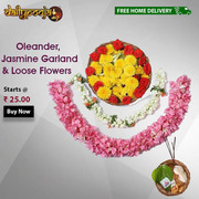 Oleander & Jasmine Garlands With Loose Flowers Combo @ Rs25 Per Day / 