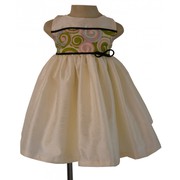 Bi-Material Cream Dress By Faye