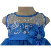 Blue Embroidered Dress For Girls party At Faye Store