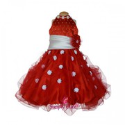 Simply Cute Floral Neck Band Sash Gown (Red)