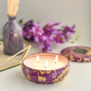 Check out the Soft Suede & Vetiver Scented Tin Candle at The Maeva Sto